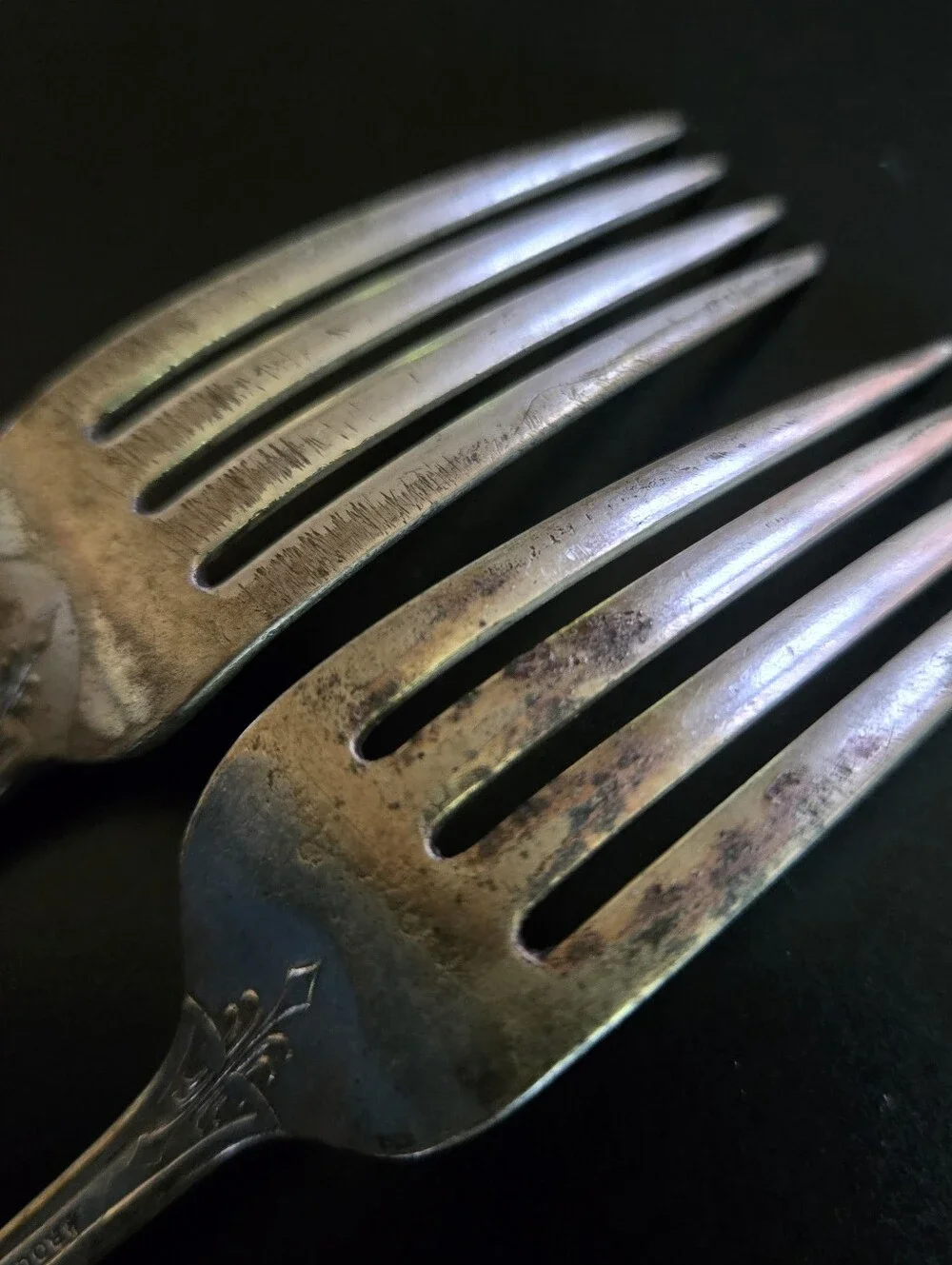 Vintage Rogers & Bros Silverplate Dinner Forks Pair Art Deco Pattern Flatware